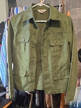 Jessica Military-Inspired Olive Green Field 90s Jacket Super Soft 19 Ptp